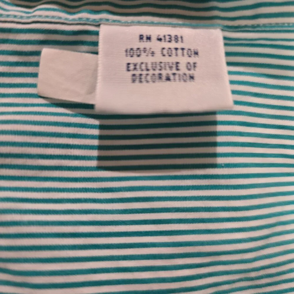 Ralph Lauren Men's Button Up Dress Shirt Green White Stripe Pony Logo Size XL‎